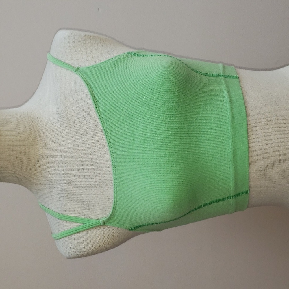 Out From Under Urban Outfitters Green Stretchy Ribbed Strappy Crop Top, XS/S